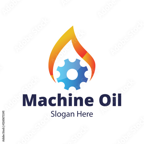 Oil and gear icon logo design. Oil drop with cog wheel icon logo design.