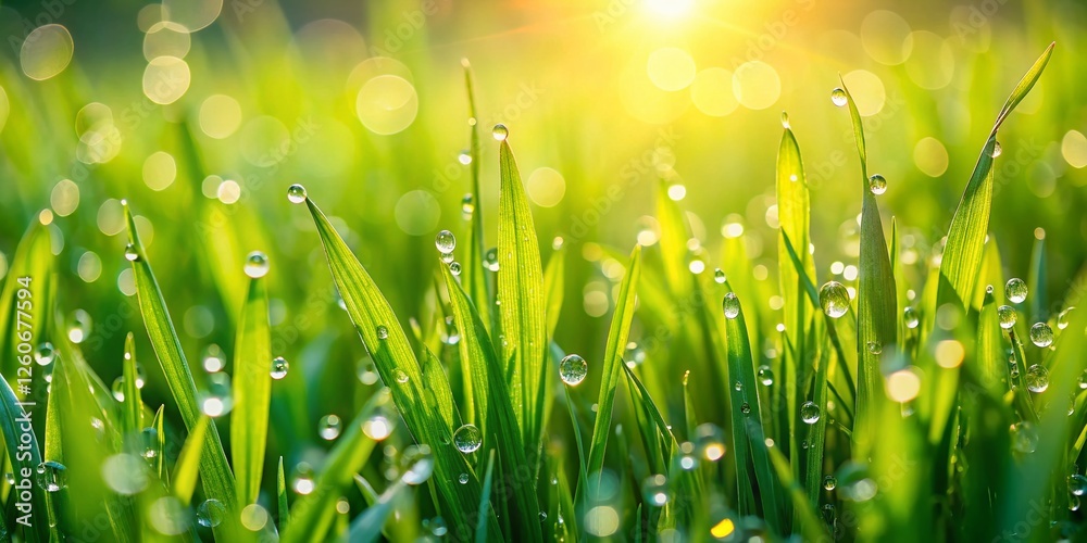 Fototapeta premium Fresh Spring Greens: Vibrant Garden Grass Close-Up