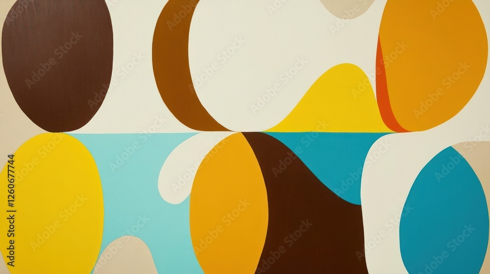 Abstract composition of colorful shapes blending harmoniously in a modern art setting Abstract composition of colorful shapes blending harmoniously in a modern art setting