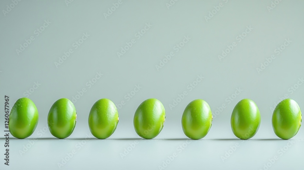Row of green fruits on light background. Possible use stock photography Row of green fruits on light background. Possible use stock photography
