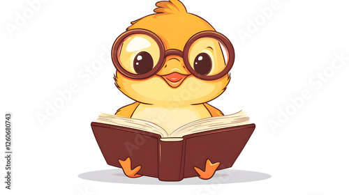 Cute Chick Reading a Book