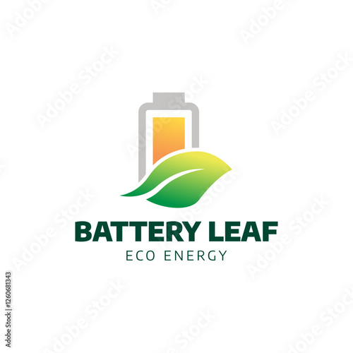 Battery and Leaf Logo Concept. Eco energy, Green energy, environmentally friendly batteries concept illustration design.