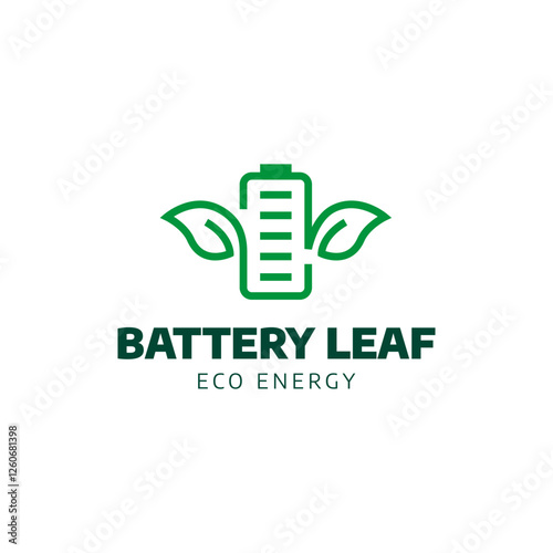 Battery and Leaf Logo Concept. Eco energy, Green energy, environmentally friendly batteries concept illustration design.