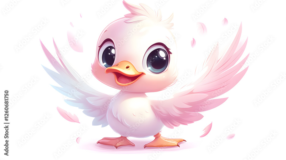 Fototapeta premium Adorable Pink Duckling with Wings