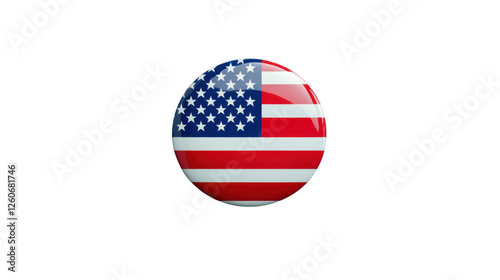Obraz na płótnie Round glossy united states flag button on transparent background w salonie