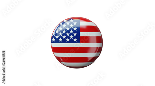 Obraz na płótnie Round glossy united states flag button on transparent background w salonie