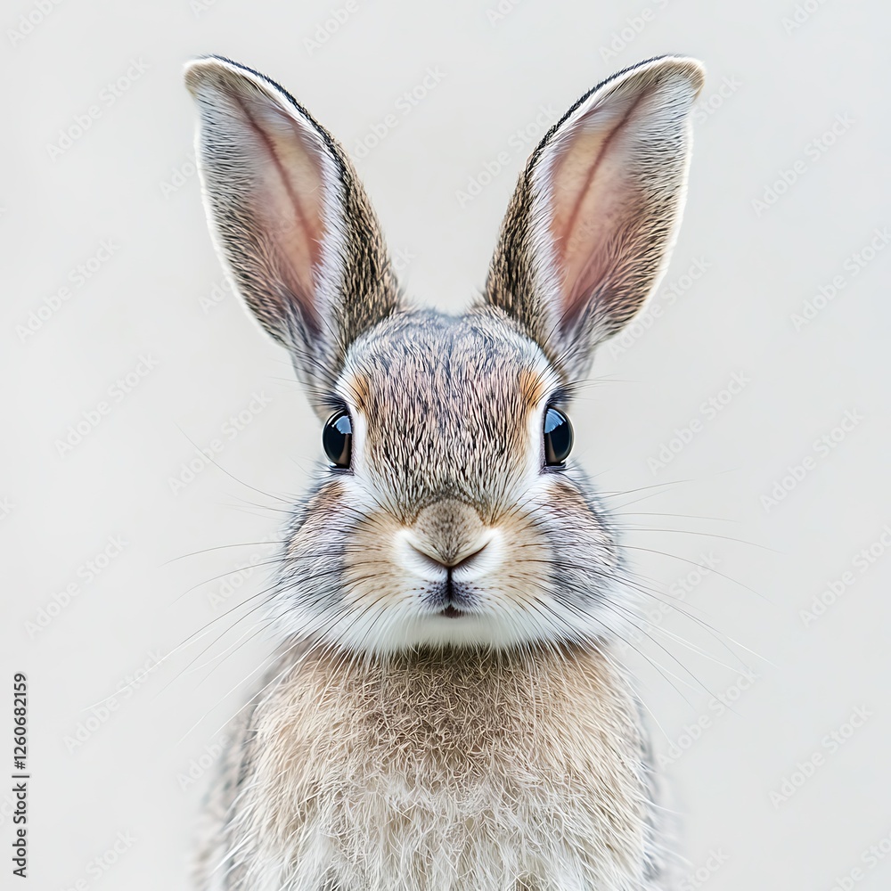 Obraz premium Cute bunny portrait, studio shot, simple background, Easter card