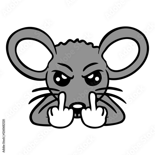 Mouse Evil Boy Angry Frustrated Aggressive Naughty Design Lover Art Vector Illustration Card T-Shirt Poster Sticker Graphic Print Decorative Drawing Isolated Logo Decoration Symbol Creative Cool Style