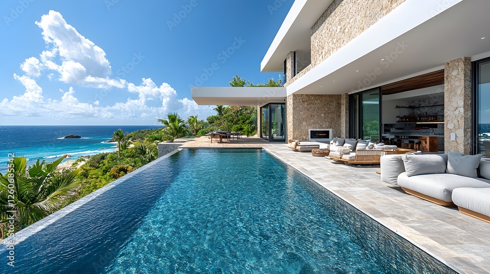 Fototapeta premium Luxury smart villa with seamless automation, voice-controlled environments, and eco-conscious technology