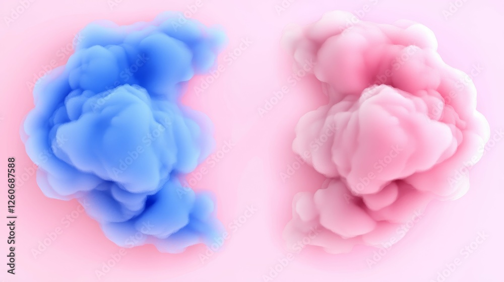 Obraz premium Colorful smoke clouds in pink and blue shades.