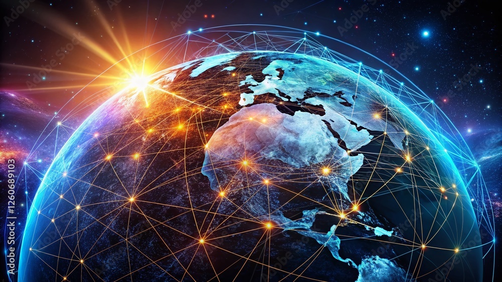 Global Network Connectivity: Luminous Digital Globe Wallpaper Global Network Connectivity: Luminous Digital Globe Wallpaper