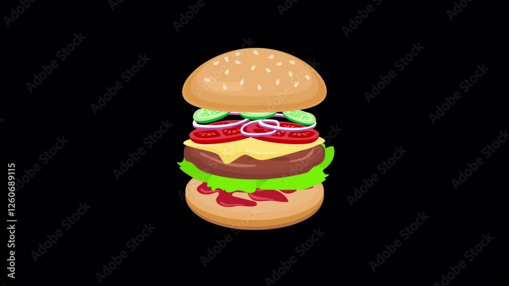 cartoon delicious burger animation with transparency cartoon delicious burger animation with transparency