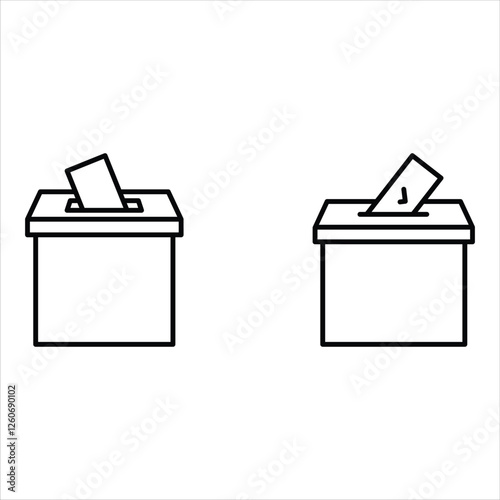 Voting ballot box icons set. Hand voting box concept. Vector.
