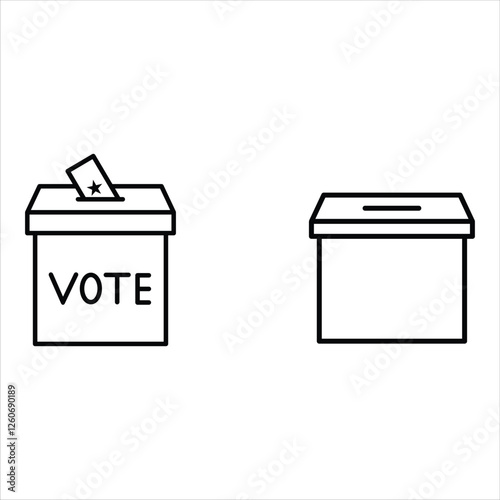 Voting ballot box icons set. Hand voting box concept. Vector.
