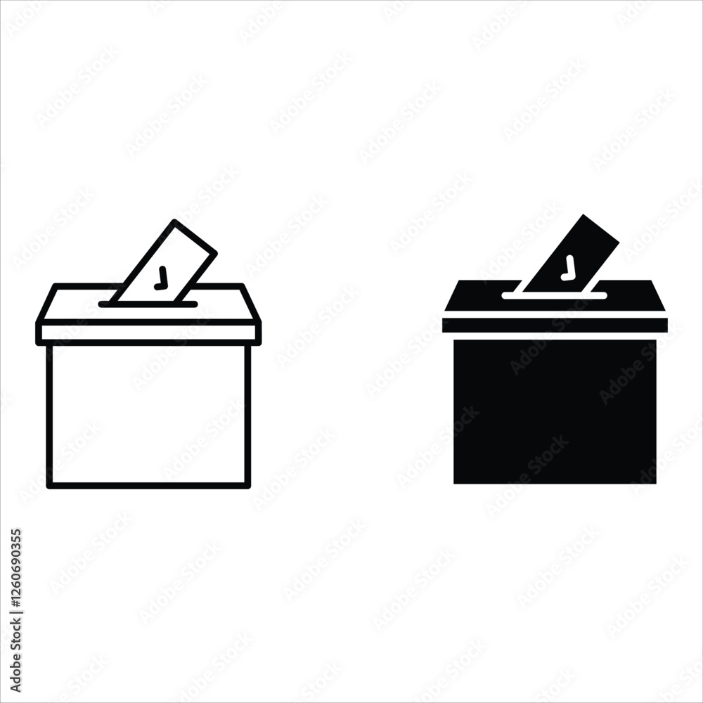 Voting ballot box icons set. Hand voting box concept. Vector.
