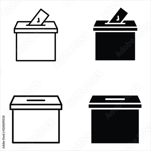 Voting ballot box icons set. Hand voting box concept. Vector.
