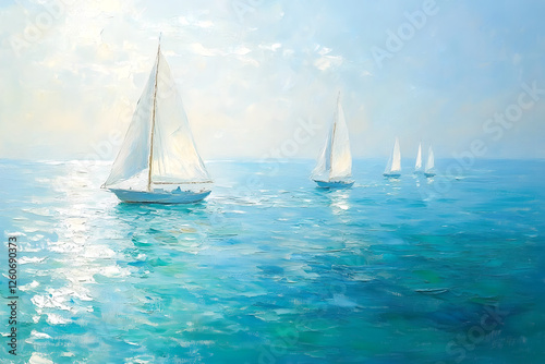 Sailboats on a Turquoise Sea