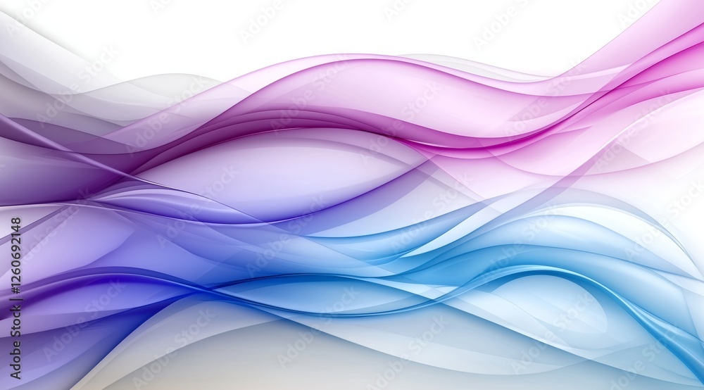 Fototapeta premium Abstract Blue and Purple Wavy Background with Glowing Particles
