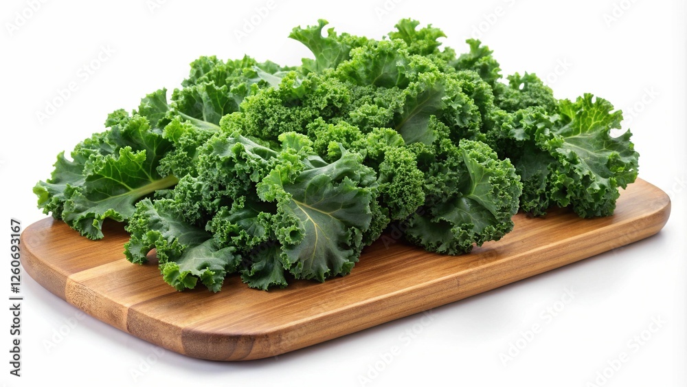 Fresh kale leaves on cutting board - Vibrant fresh kale leaves placed on a wooden cutting board, perfect for healthy meals and vegetarian dishes.
Fresh kale leaves on cutting board - Vibrant fresh kale leaves placed on a wooden cutting board, perfect for healthy meals and vegetarian dishes.