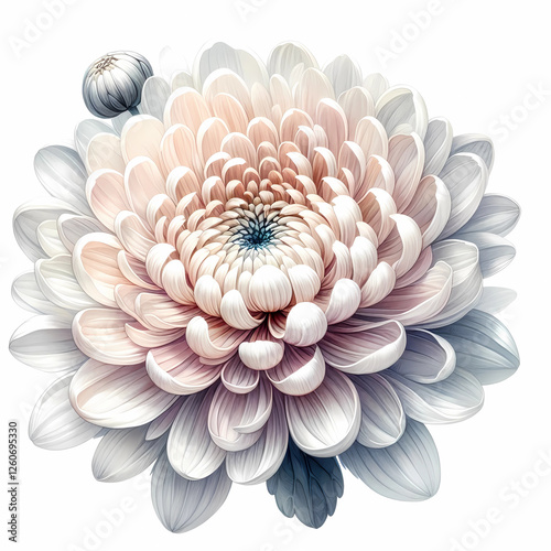  chrysanthemum flower bloom image on white background