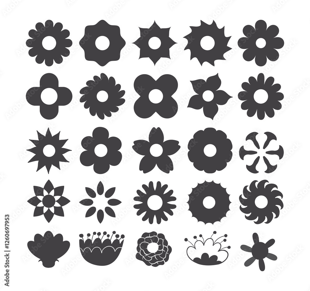 Collection of flowers, Flower vector Icon set, Set of flowers icon Collection of flowers, Flower vector Icon set, Set of flowers icon