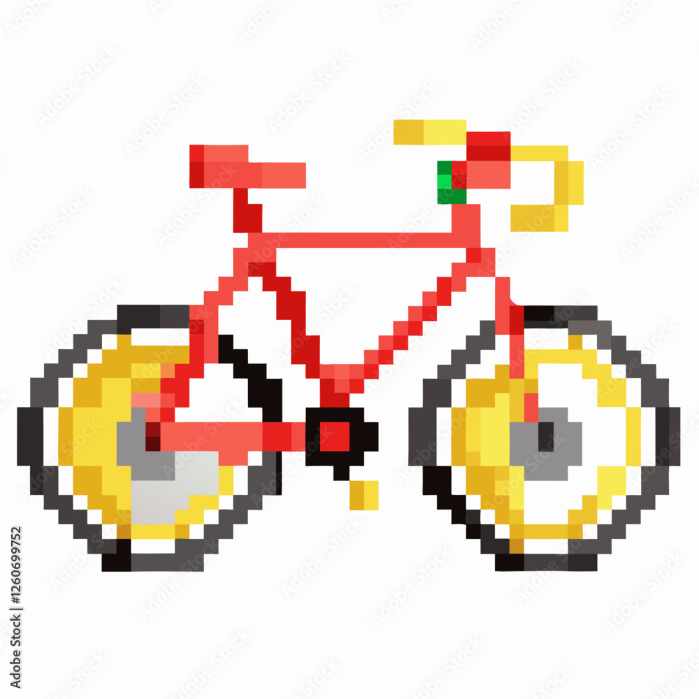 Fototapeta premium Colorful Pixel Art Bicycle Illustration with Retro Gaming Style