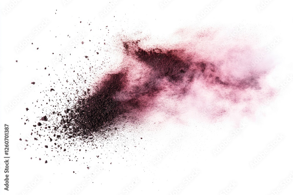 Exploding abstract powder, maroon and rose, on white background. Possible use design element, textures, abstract art, beauty Exploding abstract powder, maroon and rose, on white background. Possible use design element, textures, abstract art, beauty