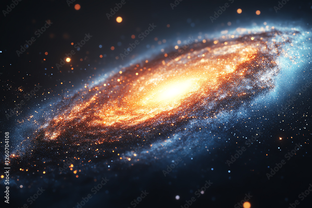 Fototapeta premium Design an artistic interpretation of the Milky Way galaxy in a 3D CG format with intricate details, emphasizing depth and luminosity to evoke a sense of wonder and awe