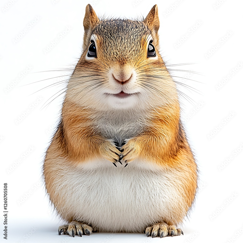 Obraz premium Cute chipmunk portrait, studio shot, white background, pet animal