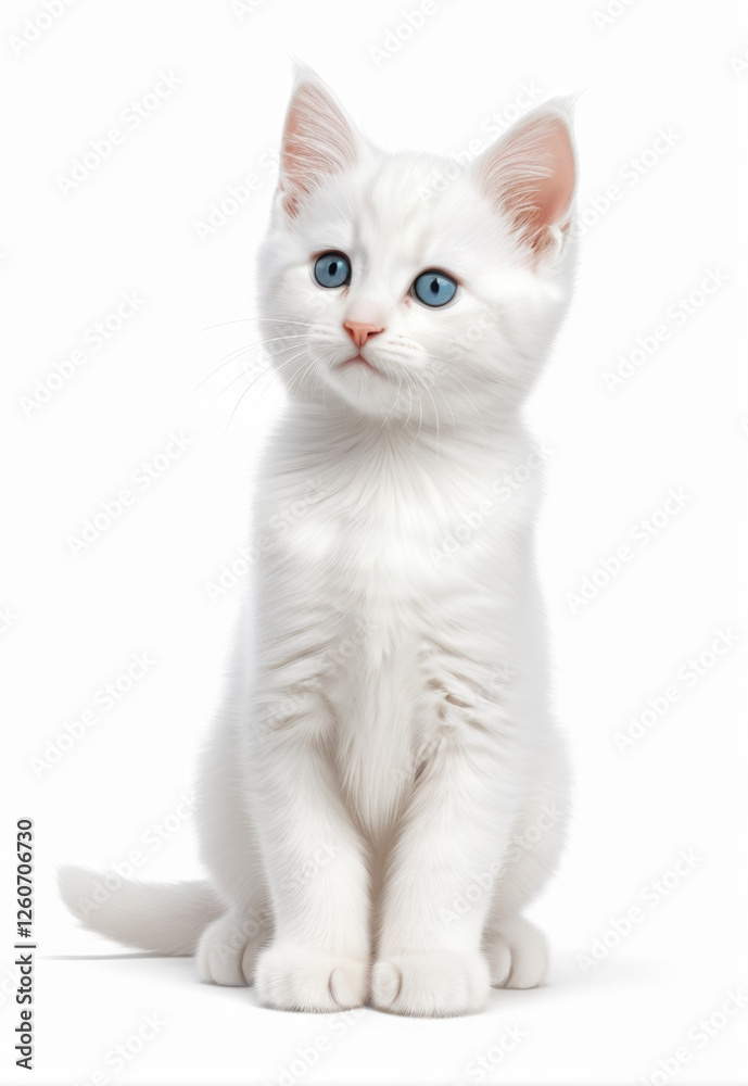 Obraz premium Cute windy white kitten without picking elements