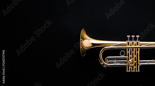 Golden Trumpet on Black Background