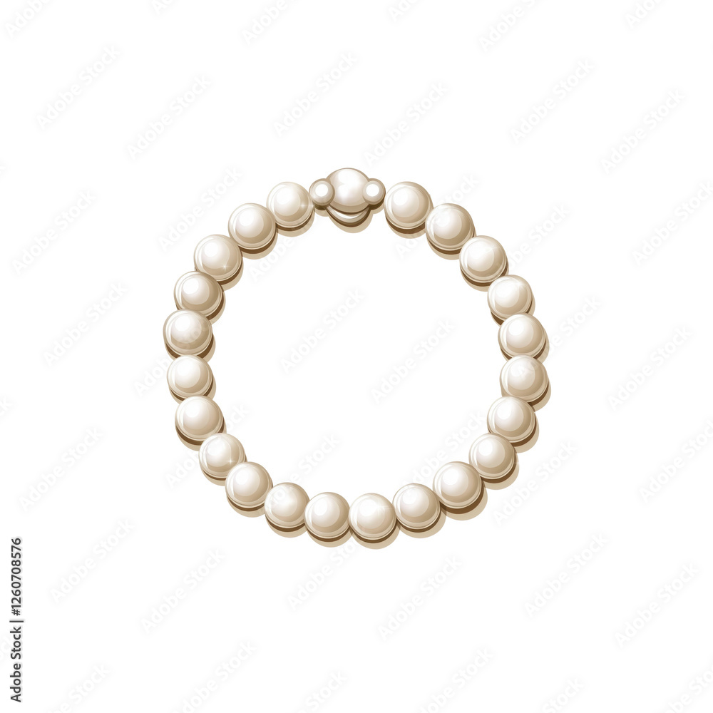 Fototapeta premium Elegant White Pearl Bracelet on Soft Background with Light Reflection