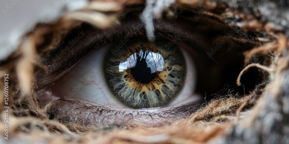 Fototapeta premium A closeup of a captivating eye amidst rich textures, enhancing its beauty and allure