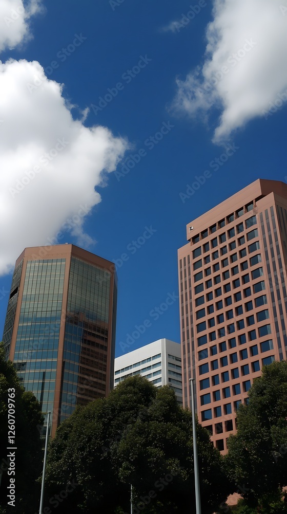 Modern Cityscape Architecture Skyscrapers Blue Sky Modern Cityscape Architecture Skyscrapers Blue Sky