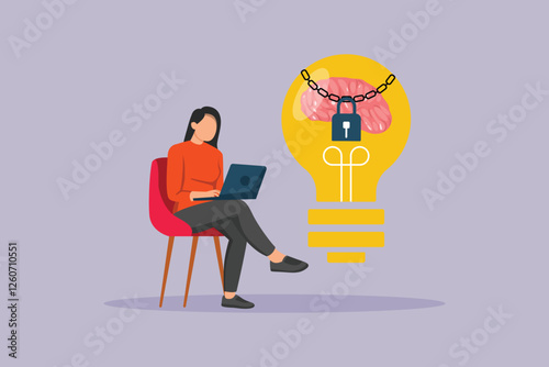 Protection of intellectual property concept. Colored flat vector illustration isolated.