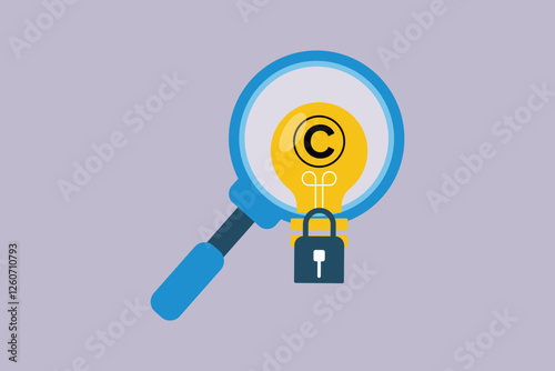 Protection of intellectual property concept. Colored flat vector illustration isolated.