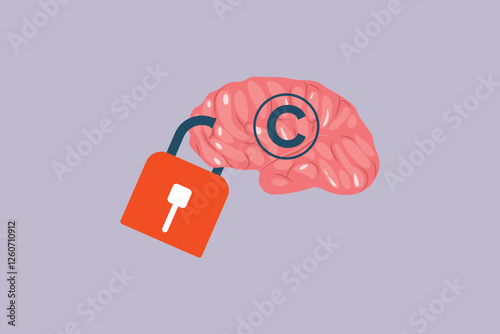 Protection of intellectual property concept. Colored flat vector illustration isolated.