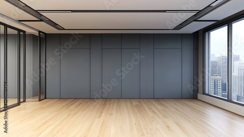 Modern Empty Office Space with City View
