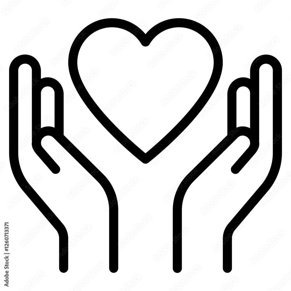 Obraz premium Minimalist Line Art of Hands Holding a Heart