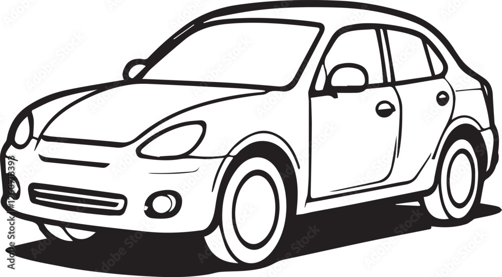 Fototapeta premium Modern Car Line Art Vector Illustration Design