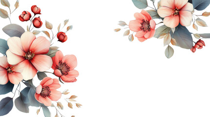 Blooming pink flowers creating a stunning border on transparent background