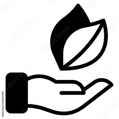 Stylized Hand with Leaf Icon for Eco-Friendly Concepts