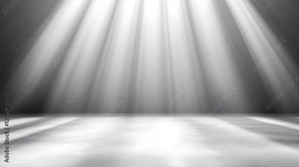 Obraz premium Dramatic Light Rays Studio Background Grey White Floor