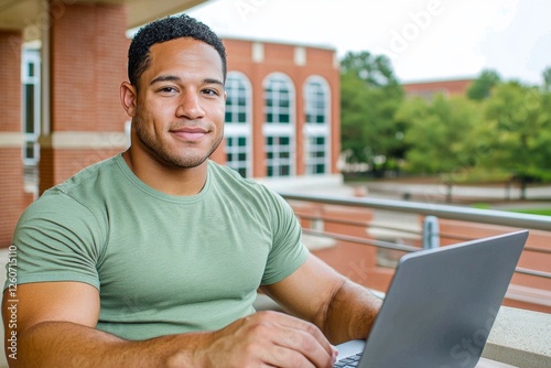 A university student filling out a research survey on a laptop for a sociology project