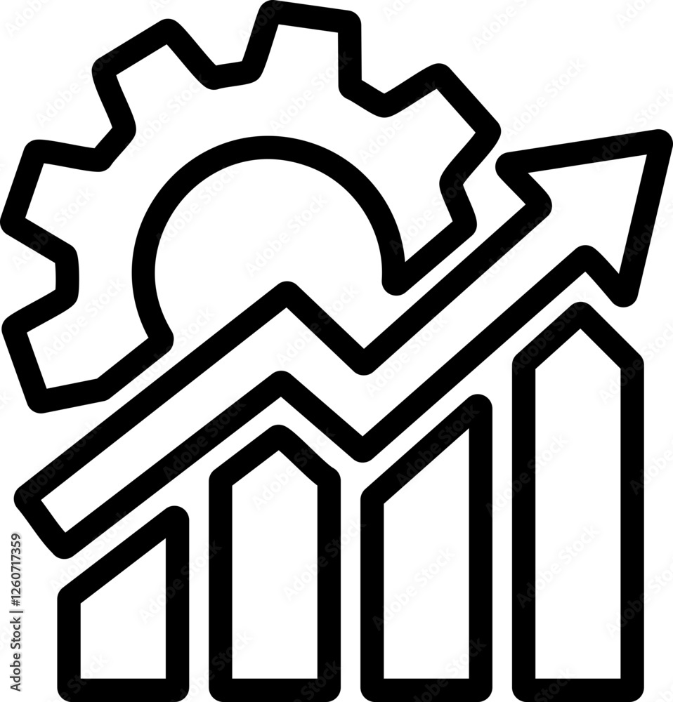 Analytics icon. Vector illustration. Symbols of business development and optimization ouline SVG Analytics icon. Vector illustration. Symbols of business development and optimization ouline SVG