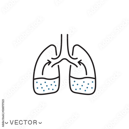 sputum from the lungs icon, cough up phlegm or mucus, thin line symbol concept isolated on white background, editable stroke eps 10 vector illustration