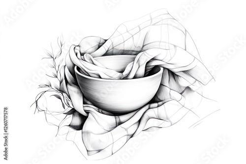 A wooden foot-washing bowl filled with water sits among a soft towel and gentle greenery, symbolizing the deep servitude and purity celebrated on Maundy Thursday