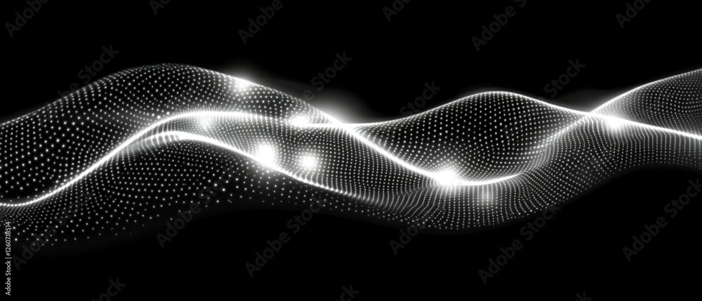 Abstract White Particle Wave Digital Design Background dots flow glow Abstract White Particle Wave Digital Design Background dots flow glow