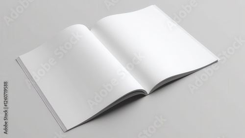 Half page magazine ad mockup with blank pages, ideal for showcasing designs or advertisements.