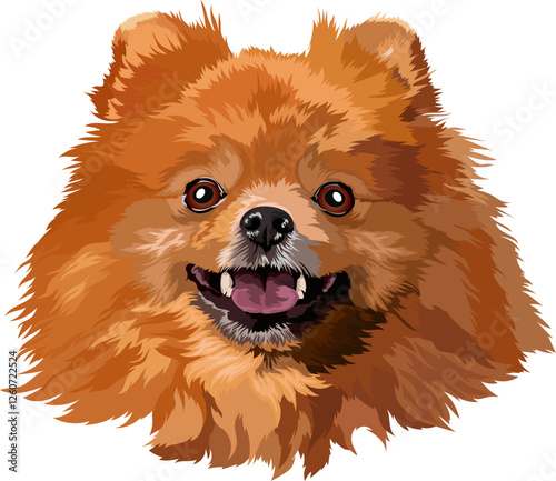 Pomeranian Spitz Dog Portrait Vector Illustration